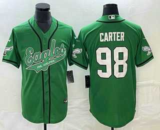Men's Philadelphia Eagles #98 Jalen Carter Green Cool Base Stitched Baseball Jersey,We sell and wholesale Men's Philadelphia Eagles #98 Jalen Carter Green Cool Base Stitched Baseball Jersey on line form chian!
